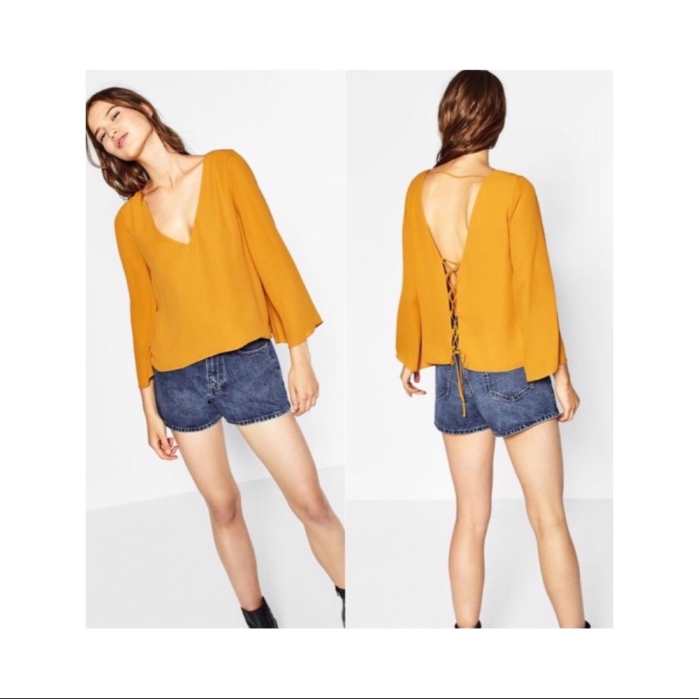 Zara Lace Up Blouse